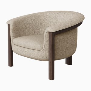 Modern Agnes Armchair in Walnut and Cream Wool Fabric by Javier Gomez