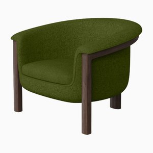 Moderner Agnes Armlehnstuhl aus Walnuss und grünem Wollstoff von Javier Gomez