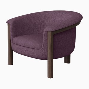 Modern Agnes Armchair in Walnut and Purple Wool Fabric by Javier Gomez