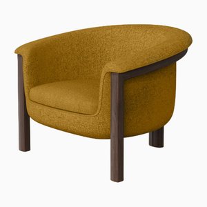 Modern Agnes Armchair in Walnut and Mustard Wool Fabric by Javier Gomez