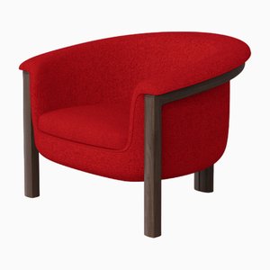 Moderner Agnes Armlehnstuhl aus Nussholz & rotem Wollstoff von Javier Gomez