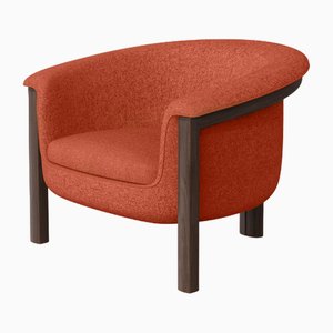 Fauteuil Agnes Moderne en Tissu de Laine Noyer et Saumon par Javier Gomez