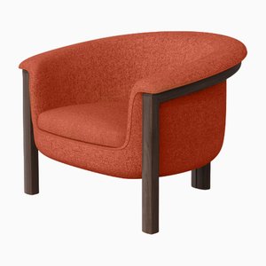 Modern Agnes Armchair in Walnut and Salmon Wool Fabric by Javier Gomez