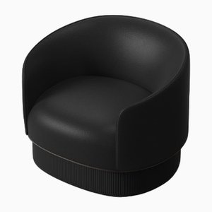 Moderner Gentle Armlehnstuhl aus schwarzem Leder und Metall von Javier Gomez