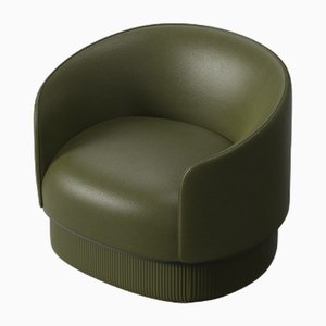 Modern Gentle Armchair in Green Leather and Metal by Javier Gomez