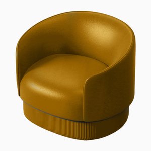 Moderner Gentle Armlehnstuhl aus senffarbenem Leder und Metall von Javier Gomez