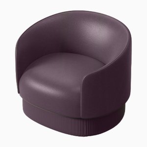 Modern Gentle Armchair in Purple Leather and Metal by Javier Gomez