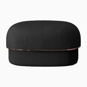 Modern Gentle Small Pouf in Black Fabric and Bronze Metal by Javier Gomez