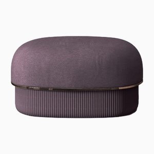 Modern Gentle Small Pouf in Purple Fabric and Bronze Metal by Javier Gomez