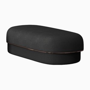Modern Gentle Big Pouf in Black Fabric and Bronze Metal by Javier Gomez