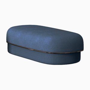 Moderner Gentle Big Pouf aus blauem Stoff und bronzefarbenem Metall von Javier Gomez