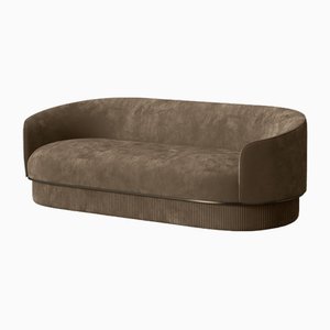 Modern Gentle Sofa in Brown Velvet and Bronze Metal by Javier Gomez