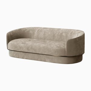 Modernes Gentle Sofa aus cremefarbenem Samt und bronzefarbenem Metall von Javier Gomez