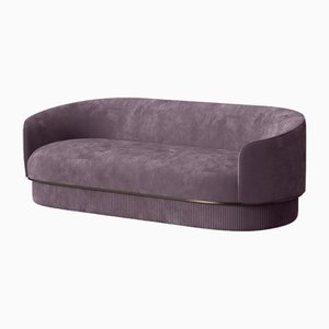 Modern Gentle Sofa in Purple Velvet and Bronze Metal by Javier Gomez