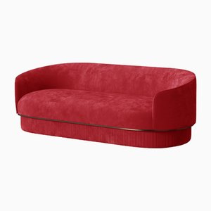 Modernes Gentle Sofa aus rotem Samt und bronzefarbenem Metall von Javier Gomez