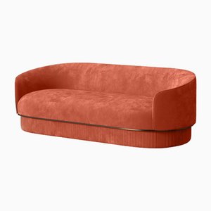 Modernes Gentle Sofa aus lachsfarbenem Samt und bronzefarbenem Metall von Javier Gomez