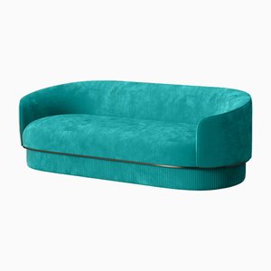 Modernes Gentle Sofa aus blaugrünem Samt und bronzefarbenem Metall von Javier Gomez