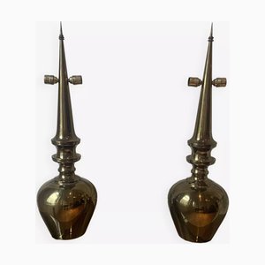 Copper-Plated Metal Table Lamps 1980s, Set of 2