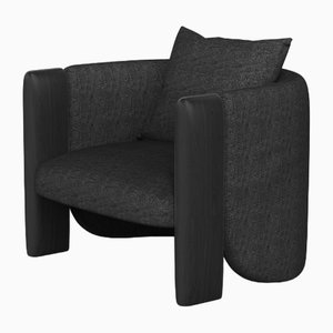 Modern Sunset Armchair in Black Fabric and Black Stained Ash by Javier Gomez