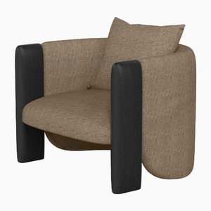Modern Sunset Armchair in Brown Fabric and Black Stained Ash by Javier Gomez