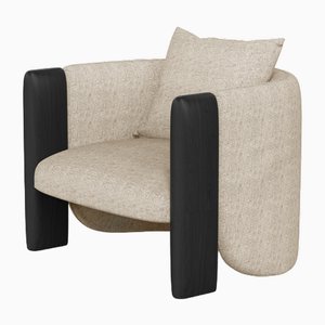 Modern Sunset Armchair in Cream Fabric and Black Stained Ash by Javier Gomez