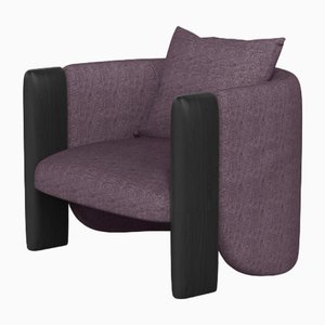 Modern Sunset Armchair in Purple Fabric and Black Stained Ash by Javier Gomez