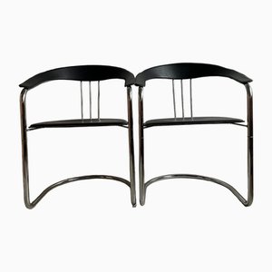 Black and Chrome Cnastra Cantilever Chairs from Arrben, 1970s, Set of 2