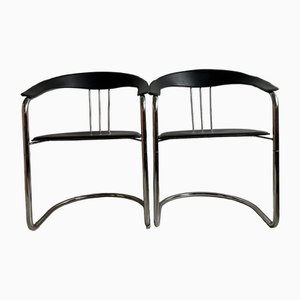 Chaises Cantilever Cnastra Noires et Chrome de Arrben, 1970s, Set de 2