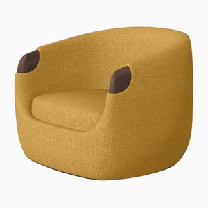 Modern Bubble Armchair in Mustard Boucle and Walnut by Javier Gomez