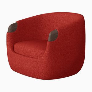 Fauteuil Bubble Moderne en Boucle Rouge et Noyer par Javier Gomez