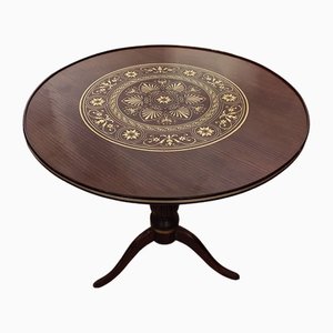 Round Table in Rosewood with Ivory Inlays, 1940-1950s