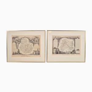 Cartes des Vins Levasseur La Marne & Cote d'Or Antiques, 1852, Set de 2