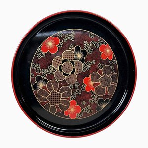 Shōwa Period Floral Lacquer Tray, Japan, 1970s