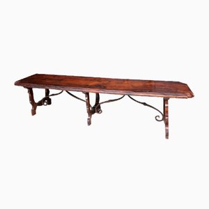 Large Spanish Baroque Style Trestle Dining Table, 1920s
