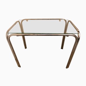 Coffee Table with Glass Top & Chrome-Plated Silver Metal Tubes, 1970s