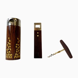 Mid-Century Corkscrew, Brass Bottle Opener and WMF Bird Peanut Dispenser, 1970s, Set of 3