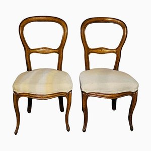 Oak Balloon Back Dining Chairs, 1900s, Set of 2