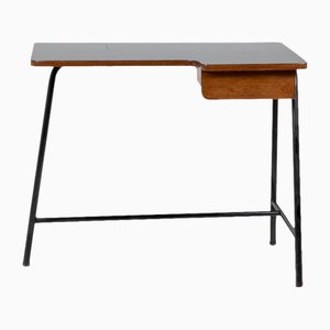 Desk in Oak and Black Metal by Jacques Hitier for MBO, 1951
