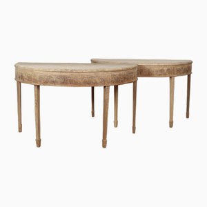 Bleached Walnut Console Tables, Set of 2