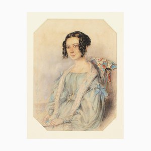 Alfred Edward Chalon RA, Portrait of a Lady, 1800s, Watercolor