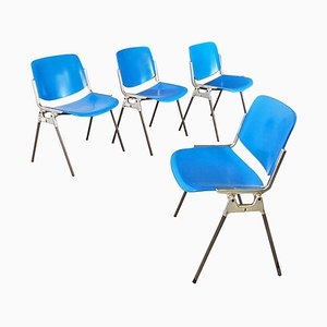 Italian DSC Chairs in Beech and Metal attributed to Giancarlo Piretti for Castelli / Anonima Castelli, 1965, Set of 4