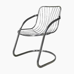 Italienischer Moderner Stuhl aus gebogenem verchromtem Stahlrohr, 1970er