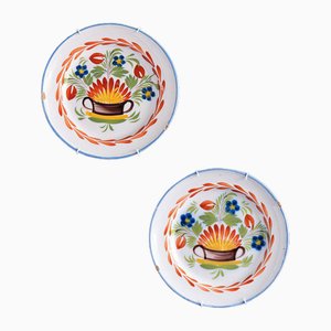 Platos vintage florales de Saint-Clement Faience. Juego de 2