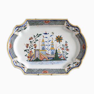 Large Chinoiserie Dish by Rouen Faience