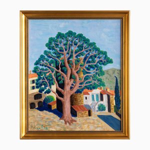 André Michel Lwoff, Southern France Landscape, Oil Painting on Canvas, 1978, Framed