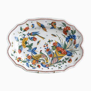 Polychrome Dish with Cornucopia by Rouen Faience, 1740s