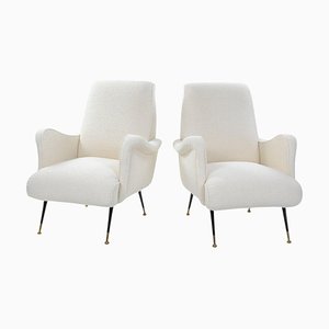 Mid-Century Italian Armchairs in Off-White Bouclé Fabric by G. Radice, 1950s, Set of 2
