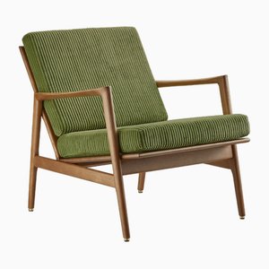 Stefan Lounge Chair in Green Fabric and Dark Wood, 2023