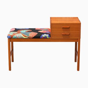 Hall Bench Covered in the Linen Fabric Poisons by Josef Frank Svenskt Tenn, 1960s