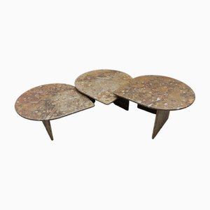 Drop Coffee Tables in Natural Stone, Italy, 1960s, Set of 3